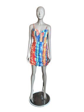 NWT Girl Soul Orange and Blue Patterned Dress